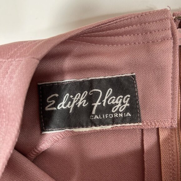 Vtg 60’s 2pc Edith Flagg California Pink A-line Midi Dress & Jacket Belted Sz L - Picture 10 of 13